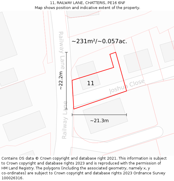 11, RAILWAY LANE, CHATTERIS, PE16 6NF: Plot and title map