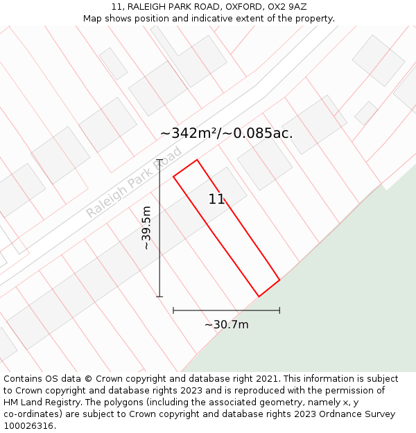 11, RALEIGH PARK ROAD, OXFORD, OX2 9AZ: Plot and title map