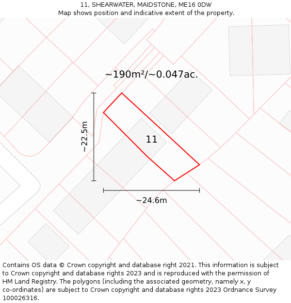 11, SHEARWATER, MAIDSTONE, ME16 0DW: Plot and title map