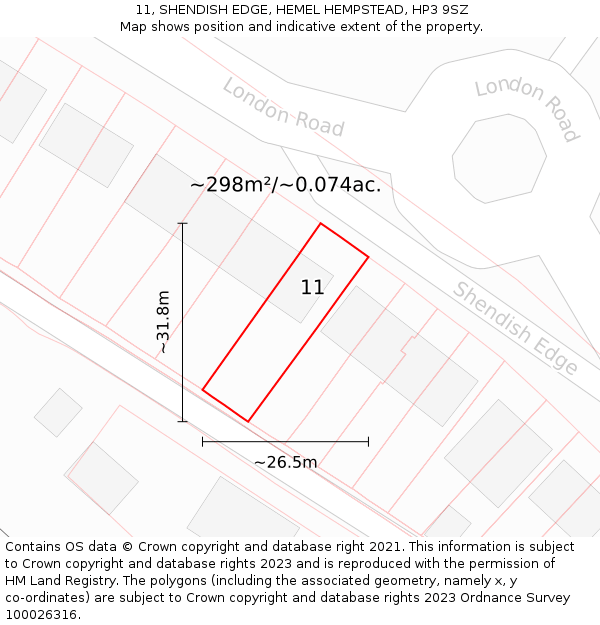 11, SHENDISH EDGE, HEMEL HEMPSTEAD, HP3 9SZ: Plot and title map