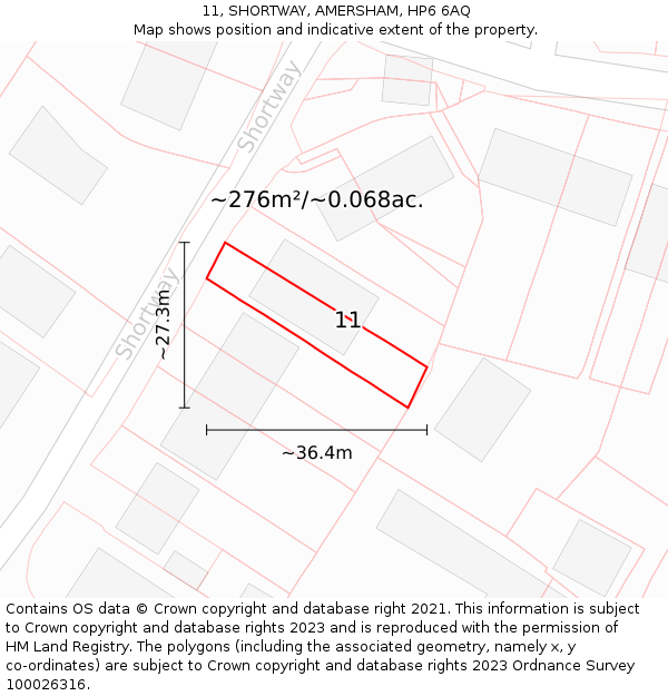 11, SHORTWAY, AMERSHAM, HP6 6AQ: Plot and title map