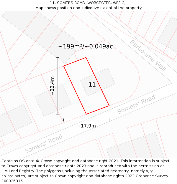 11, SOMERS ROAD, WORCESTER, WR1 3JH: Plot and title map