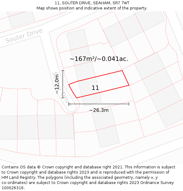 11, SOUTER DRIVE, SEAHAM, SR7 7WT: Plot and title map