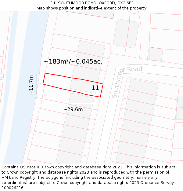 11, SOUTHMOOR ROAD, OXFORD, OX2 6RF: Plot and title map