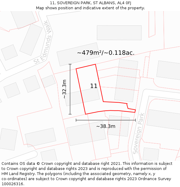 11, SOVEREIGN PARK, ST ALBANS, AL4 0FJ: Plot and title map