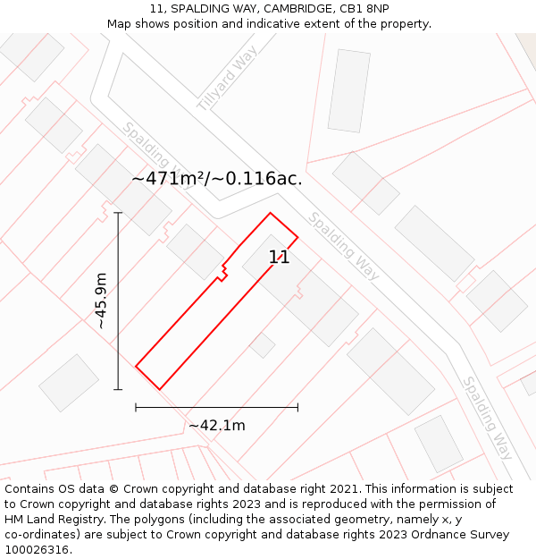 11, SPALDING WAY, CAMBRIDGE, CB1 8NP: Plot and title map