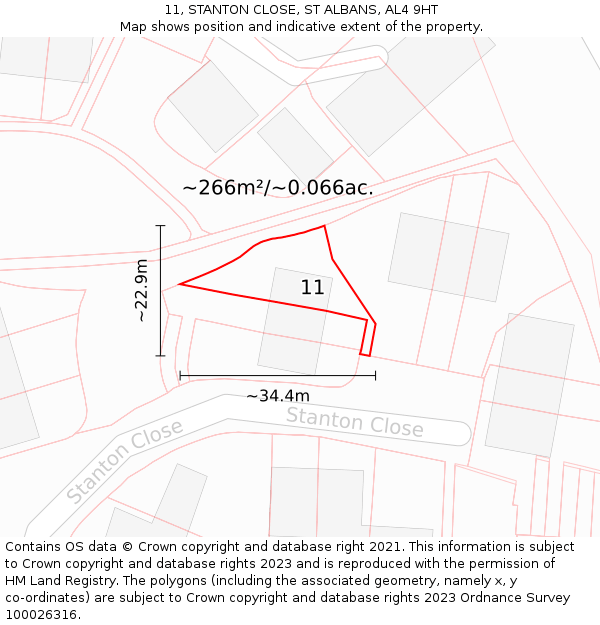 11, STANTON CLOSE, ST ALBANS, AL4 9HT: Plot and title map