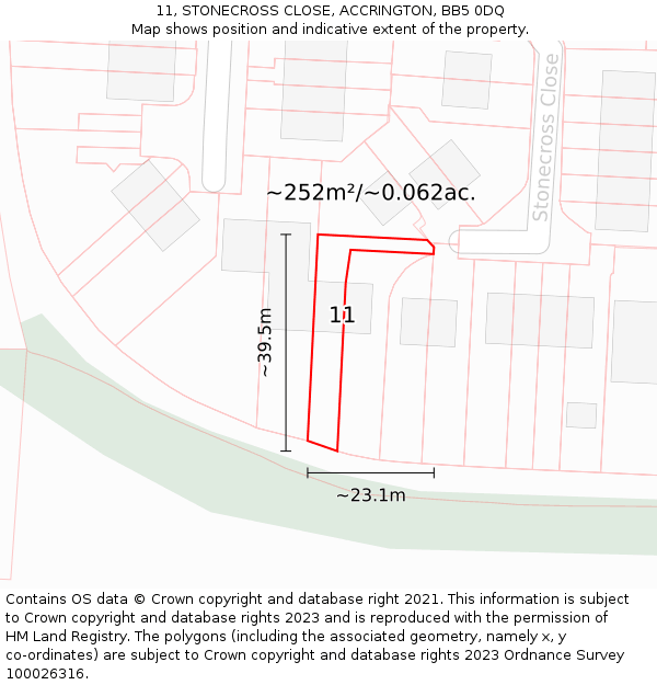 11, STONECROSS CLOSE, ACCRINGTON, BB5 0DQ: Plot and title map