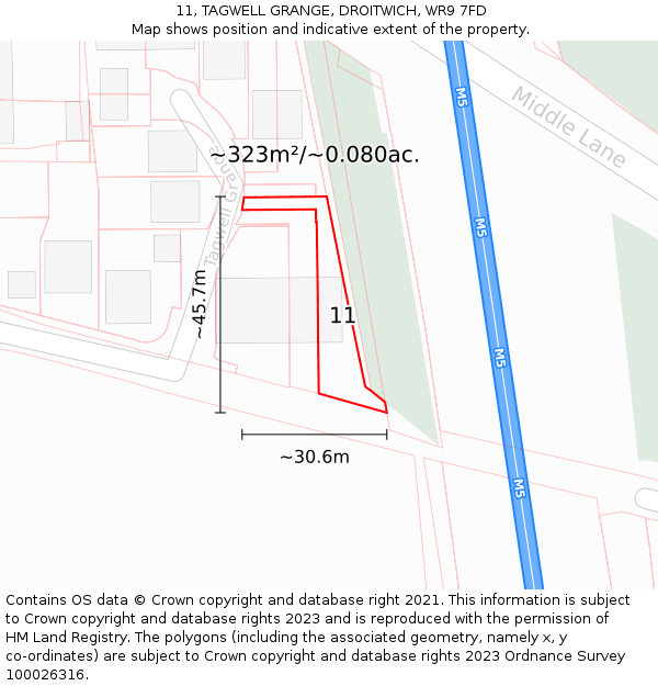 11, TAGWELL GRANGE, DROITWICH, WR9 7FD: Plot and title map