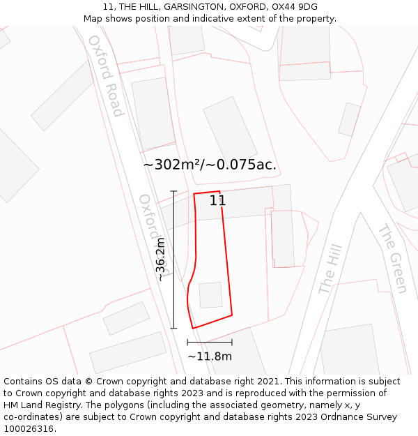 11, THE HILL, GARSINGTON, OXFORD, OX44 9DG: Plot and title map