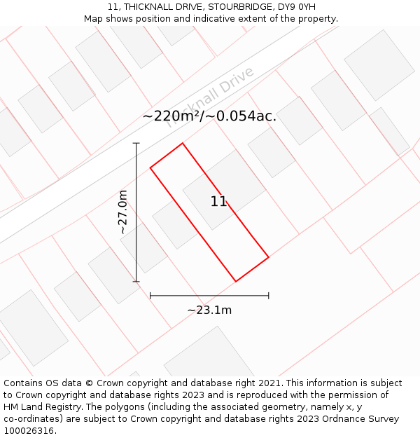 11, THICKNALL DRIVE, STOURBRIDGE, DY9 0YH: Plot and title map