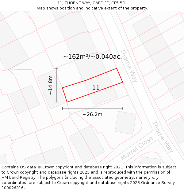 11, THORNE WAY, CARDIFF, CF5 5DL: Plot and title map