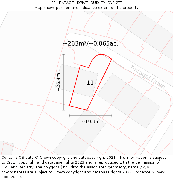 11, TINTAGEL DRIVE, DUDLEY, DY1 2TT: Plot and title map