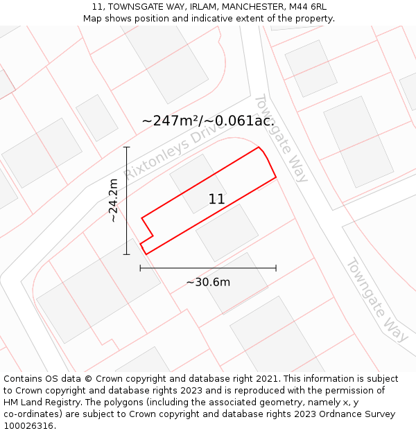 11, TOWNSGATE WAY, IRLAM, MANCHESTER, M44 6RL: Plot and title map