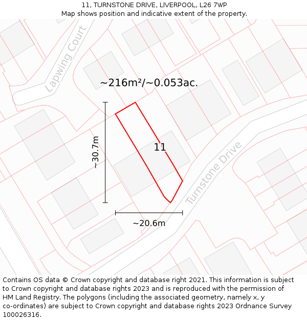 11, TURNSTONE DRIVE, LIVERPOOL, L26 7WP: Plot and title map