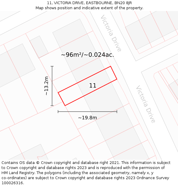 11, VICTORIA DRIVE, EASTBOURNE, BN20 8JR: Plot and title map