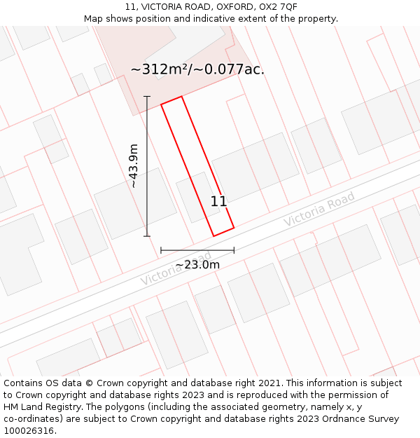 11, VICTORIA ROAD, OXFORD, OX2 7QF: Plot and title map