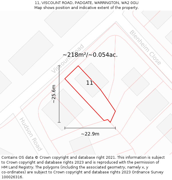 11, VISCOUNT ROAD, PADGATE, WARRINGTON, WA2 0GU: Plot and title map