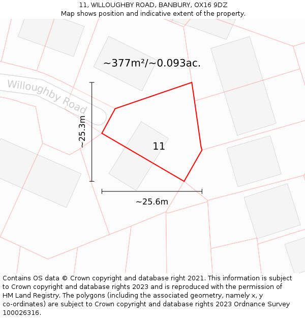 11, WILLOUGHBY ROAD, BANBURY, OX16 9DZ: Plot and title map