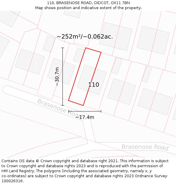 110, BRASENOSE ROAD, DIDCOT, OX11 7BN: Plot and title map