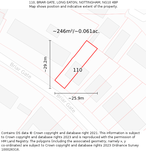 110, BRIAR GATE, LONG EATON, NOTTINGHAM, NG10 4BP: Plot and title map