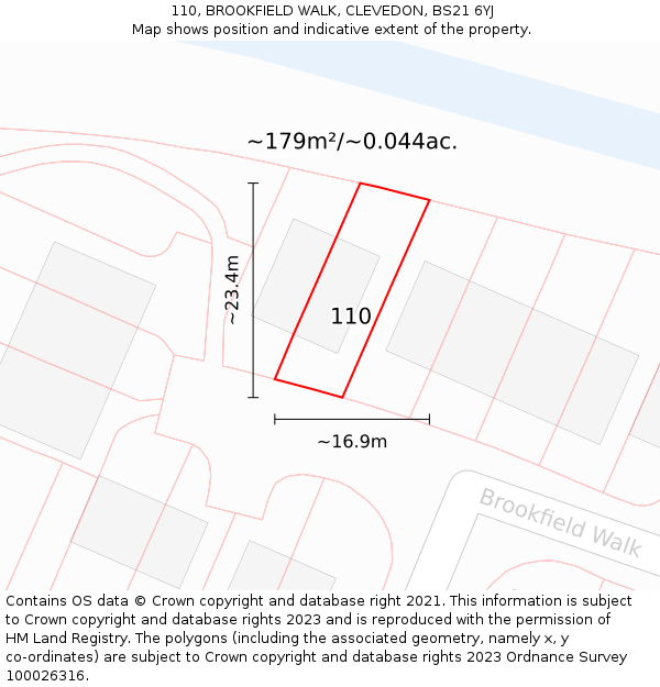 110, BROOKFIELD WALK, CLEVEDON, BS21 6YJ: Plot and title map