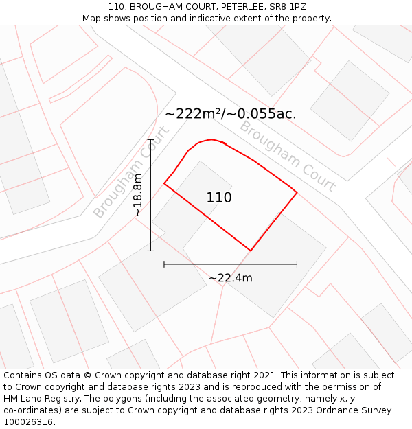 110, BROUGHAM COURT, PETERLEE, SR8 1PZ: Plot and title map