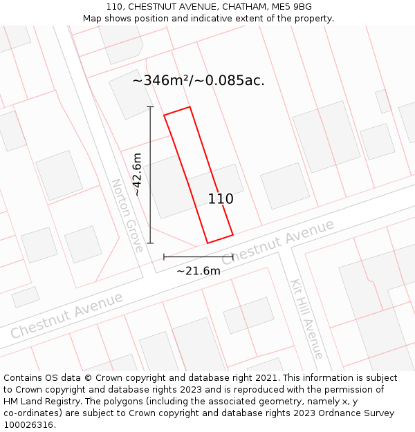 110, CHESTNUT AVENUE, CHATHAM, ME5 9BG: Plot and title map