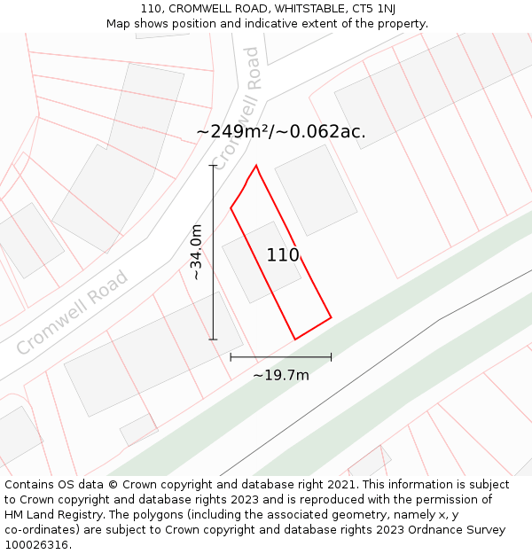 110, CROMWELL ROAD, WHITSTABLE, CT5 1NJ: Plot and title map