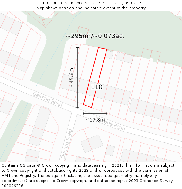 110, DELRENE ROAD, SHIRLEY, SOLIHULL, B90 2HP: Plot and title map
