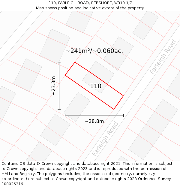 110, FARLEIGH ROAD, PERSHORE, WR10 1JZ: Plot and title map