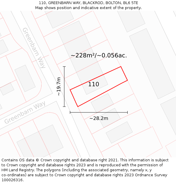 110, GREENBARN WAY, BLACKROD, BOLTON, BL6 5TE: Plot and title map