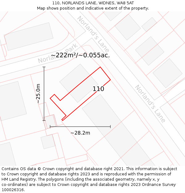 110, NORLANDS LANE, WIDNES, WA8 5AT: Plot and title map
