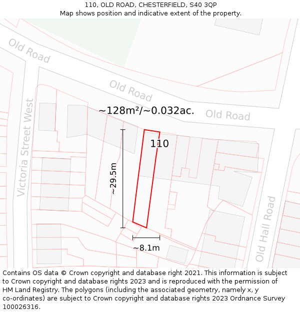 110, OLD ROAD, CHESTERFIELD, S40 3QP: Plot and title map