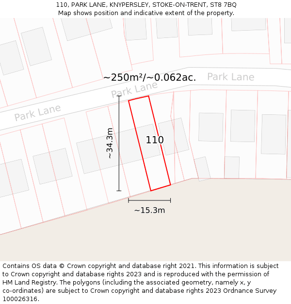 110, PARK LANE, KNYPERSLEY, STOKE-ON-TRENT, ST8 7BQ: Plot and title map