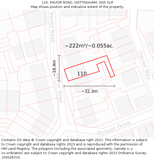 110, PAVIOR ROAD, NOTTINGHAM, NG5 5UF: Plot and title map