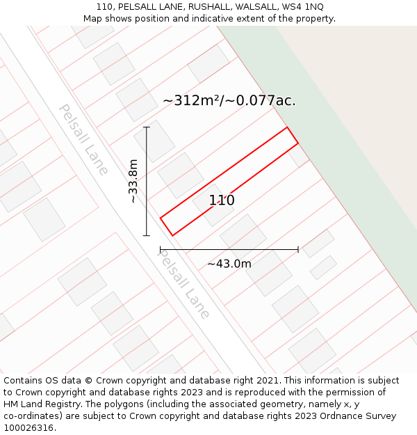 110, PELSALL LANE, RUSHALL, WALSALL, WS4 1NQ: Plot and title map