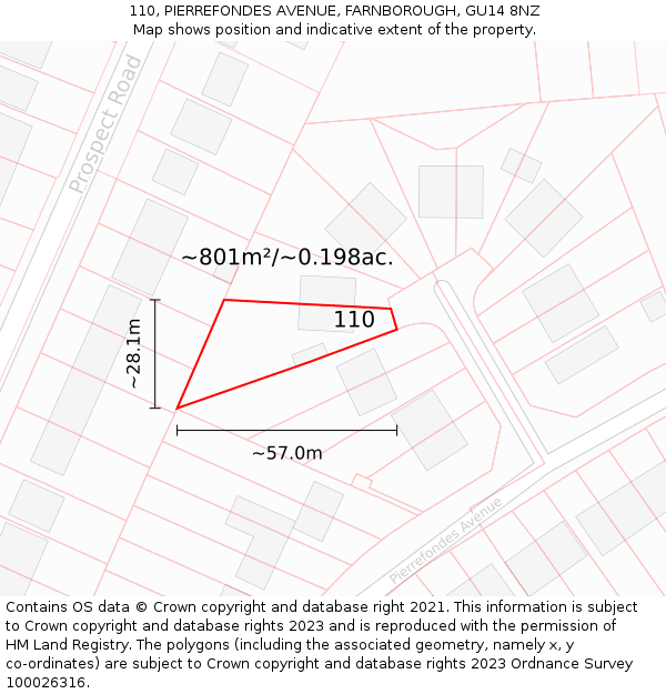 110, PIERREFONDES AVENUE, FARNBOROUGH, GU14 8NZ: Plot and title map