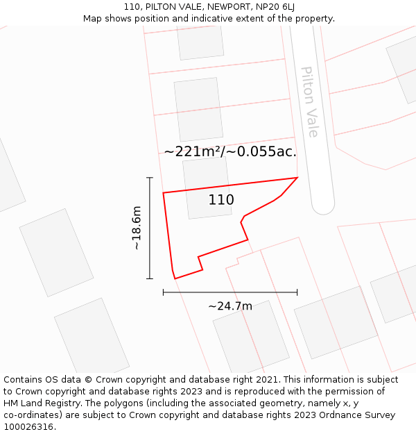 110, PILTON VALE, NEWPORT, NP20 6LJ: Plot and title map