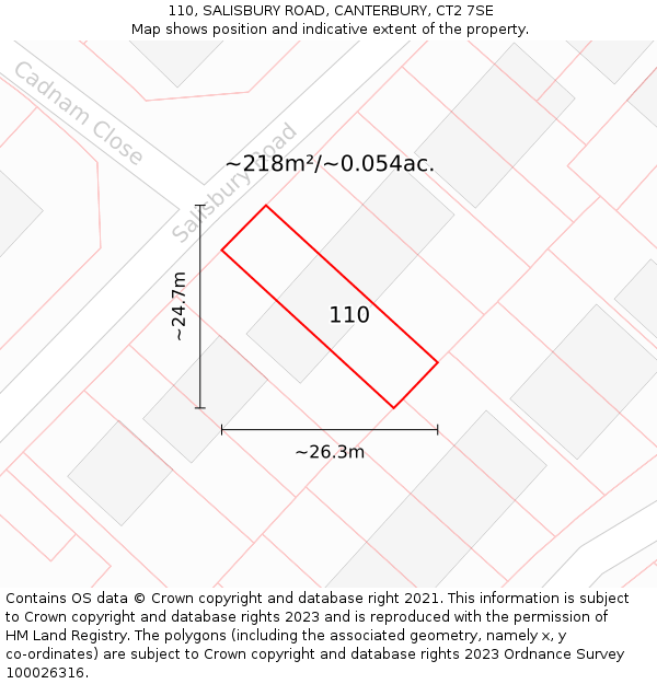 110, SALISBURY ROAD, CANTERBURY, CT2 7SE: Plot and title map