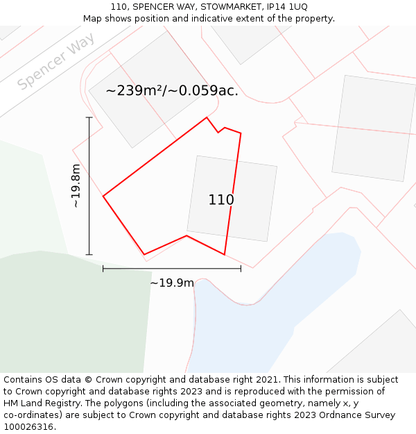 110, SPENCER WAY, STOWMARKET, IP14 1UQ: Plot and title map