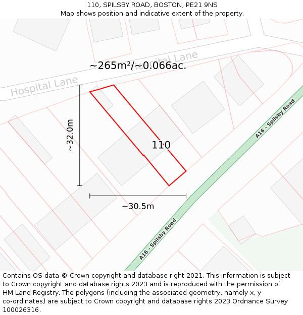 110, SPILSBY ROAD, BOSTON, PE21 9NS: Plot and title map