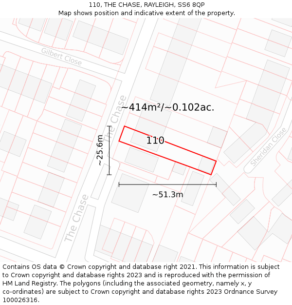 110, THE CHASE, RAYLEIGH, SS6 8QP: Plot and title map