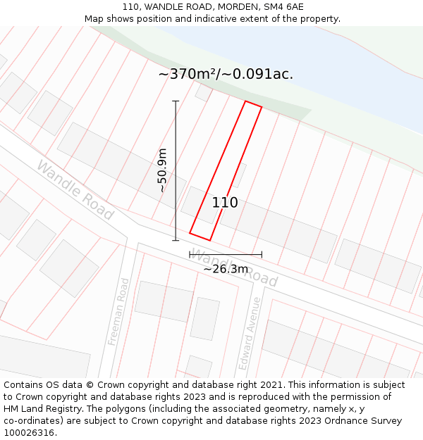 110, WANDLE ROAD, MORDEN, SM4 6AE: Plot and title map