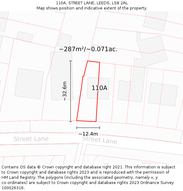 110A, STREET LANE, LEEDS, LS8 2AL: Plot and title map