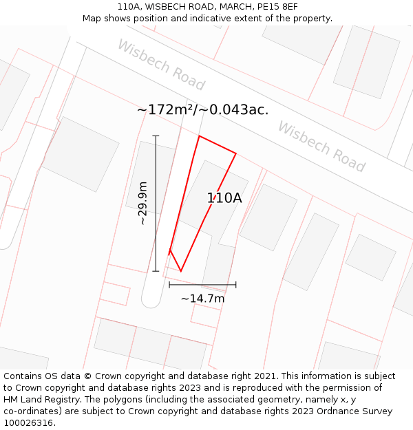 110A, WISBECH ROAD, MARCH, PE15 8EF: Plot and title map