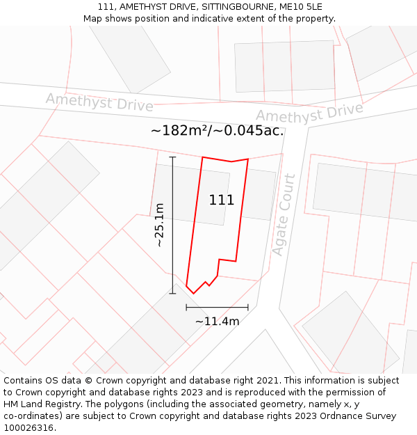 111, AMETHYST DRIVE, SITTINGBOURNE, ME10 5LE: Plot and title map