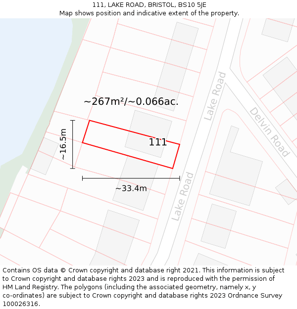 111, LAKE ROAD, BRISTOL, BS10 5JE: Plot and title map