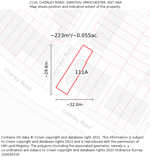 111A, CHORLEY ROAD, SWINTON, MANCHESTER, M27 4AA: Plot and title map