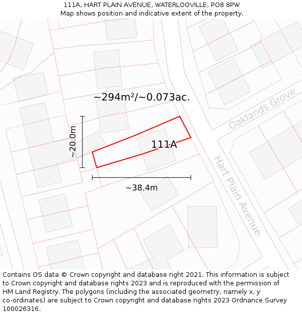 111A, HART PLAIN AVENUE, WATERLOOVILLE, PO8 8PW: Plot and title map